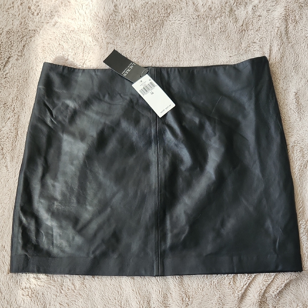NWT Lauren Ralph Lauren Vegan Faux Leather Mini Skirt Lined - Black